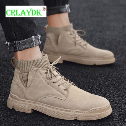 CRLAYDK Mens Ankle Boots Walking Classic Lace-Up Outdoor Oxfords Shoes British Style Casual Sneakers Botas Militares Hombre