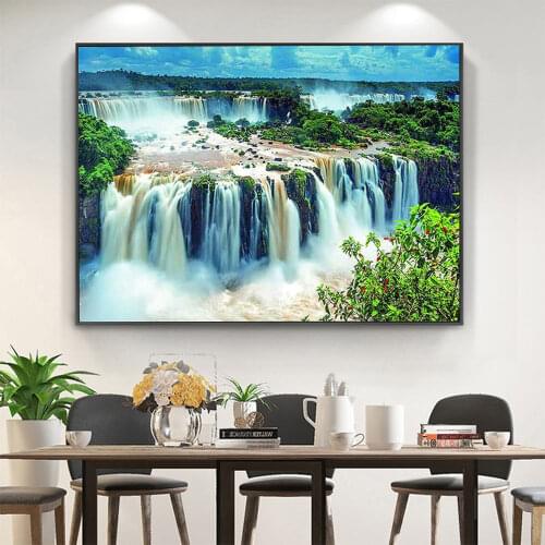 Waterfall Landscape DIY Embroidery 11CT Cross Stitch Kits Needlework Craft Set Printed Canvas Cotton Thread Home Wholesale