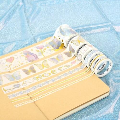6Rolls Bronzing Butterfly Hand Account DIY Decoration Masking Tape Sticker Set For Journal Photo Album Material