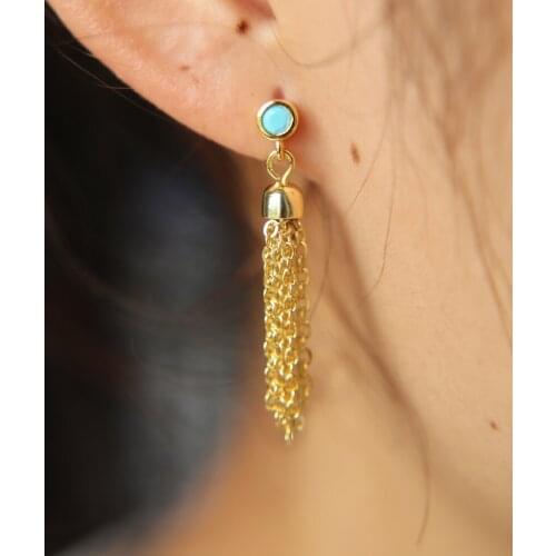 New Trendy turquoises Tassel Earrings Pendant charm beads earring Brincos For Women wedding party big long fashion earrling