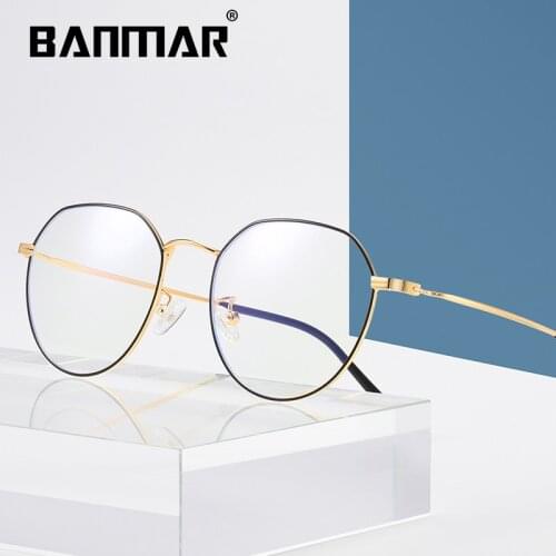 BANMAR Alloy Anti Blue Light Glasses Frame Women Ultralight Men Vintage Prescription Eyeglasses Retro Optical Frame Eyewear 1907