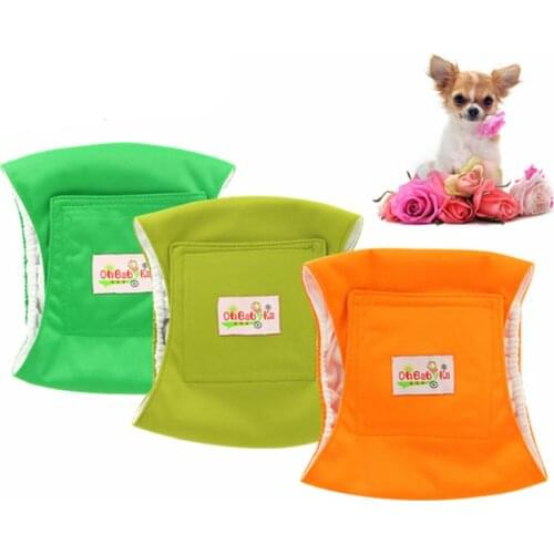 3 Pack Ohbabyka Dog Diapers Washable Dog Cloth Nappies for Male Dog Wraps Physiological Sanitary Waterproof Pet Underwear Pants
