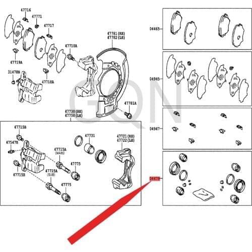 Front disc brake brake cylinder assembly 2000-Toy ota RA V4 wire-controlled disc brake kit Hidden disc floating caliper brake