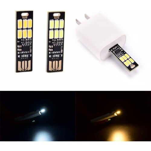 Portable Mini USB Power 6 LED Lamp 1W 5V Touch Dimmer Warm/pure white Light for Power Bank Computer Laptop
