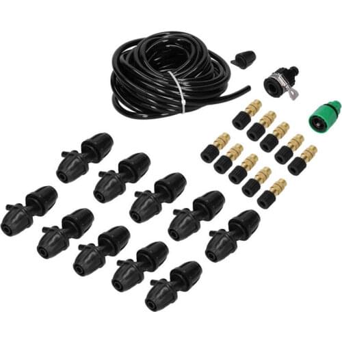Garden sprinkler Plastic 10m Irrigation Atomizing Kit Adjustable Copper Nozzle 8/11 Hose Set for Garden Greenhouse dripper