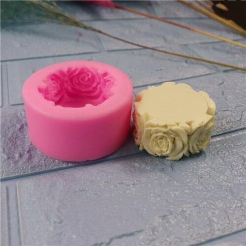Silicone Cake Mold 4 Roses Cylinder Liquid Liquid Silicone Mold Soft Ceramic Handmade Soap Mold DIY Sugar Art Pressure
