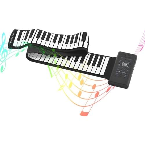Roll Up Piano 88 Key Portable Electronic Keyboard Silicon Built-in Stereo Speaker Microphone Audio Input functions Sustain Pedal