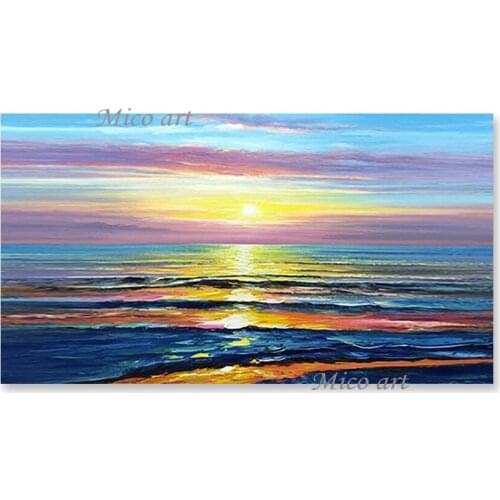 Modern Living Room Decor Abstract Sunset Scenery Oil Painting Canvas Wall Decor Picture Art Seascape Paintings Artwork For Home