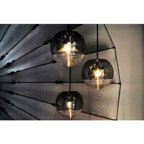 Modern stained glass pendant light Living Room, Dining Room, Bedroom Smoked Grey Glass hanging light