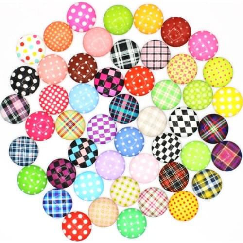 Waterproof jewelry glass cabochon printed lattice dot pattern size 8~40mm for earrings, hairpins and other jewelry accessories
