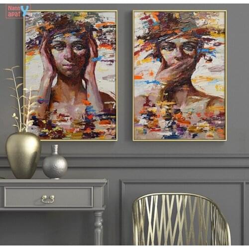 Vintage Print Oil Painting Shy Girl In Three Consecutive Shots Canvas Painting Modern Wall Picture Poster For Living Room Decor