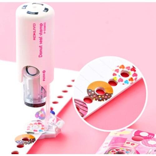 Japan KOKUYO Loose-leaf Punch Protection Reinforcement Envelope Sticker Creative Diary Photo Album Decoration Donut Seal Stamp
