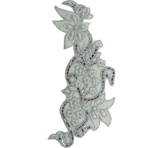 10piece Emerald Green Long Flower Design Iron on Applique Patches Hot Fix Rhinestones DIY Clothes Decorative Sticker T2346