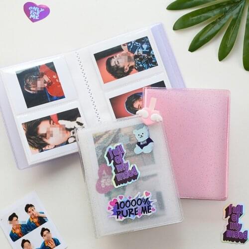 Cute Mini Holds 64 Photos Album Jelly Glitter Photo Album for Mini Fuji Instax & Name Card 7s 8 25 50s Mini Photo Album