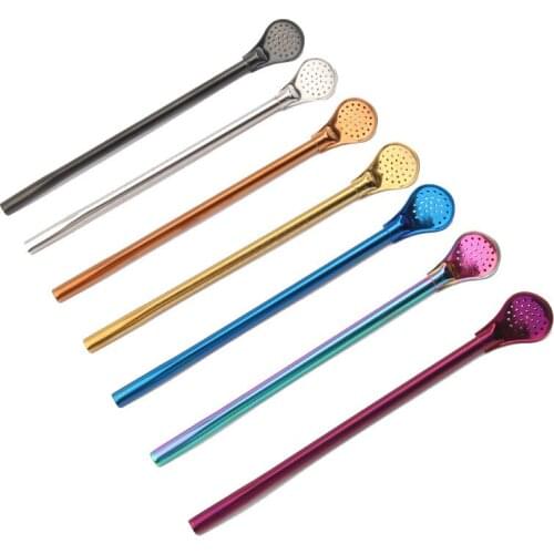 500Pcs Drinking Straw Stainless Steel Stirring Straw Gourd Bombilla Filter Spoons Reusable Metal Pro Tea Tools Bar Accessories
