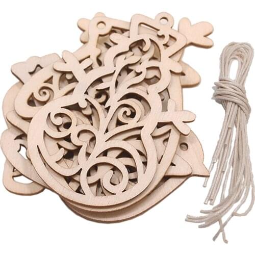 6PCS Christmas Wood Ornaments for Crafts DIY Unfinished Wood Cutouts Kit for Kids and Adults Christmas Trees Hanging Decoration