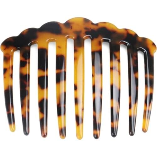 Cellulose Acetate Twist Hair Side Comb Transparent Crystal Vintage Leopard Print Hairpin 9 Teeth Minimalist French Large 094B