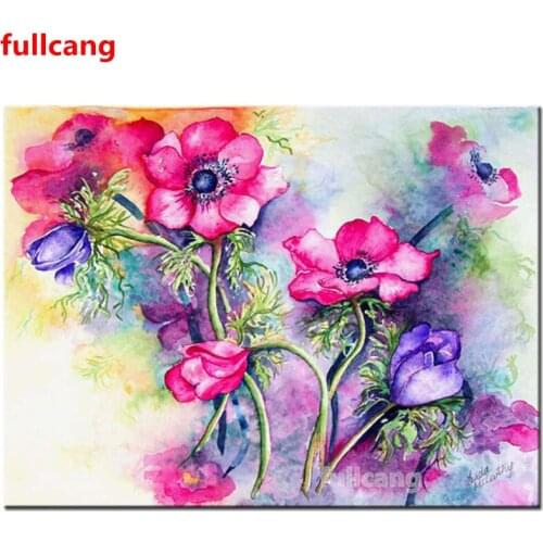 Diamond mosaic Red Flower full square diamond embroidery icon diy diamond painting 100% round drill Drill Home Decor JX2090