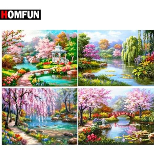 HOMFUN 5D Diamond Pattern Rhinestone Needlework Diy Diamond Painting Cross Stitch "beautiful scenery" Diamond Embroidery