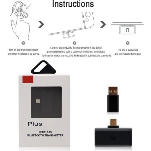 Bluetooth Wireless Earphone Headset Receiver USB Type-C Audio Transmitter Transceive for Nintend Switch NS NX/PS4 Console/PC