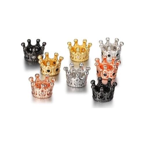 1pc Micro pave Crown Charm Beads for Jewelry Making Bracelet Accessories