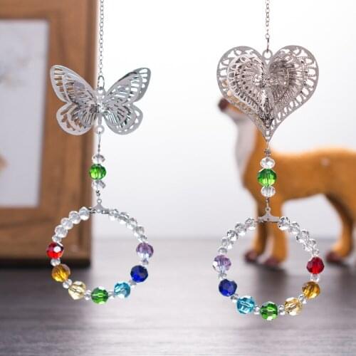 Chakra Fashion Window Hanging Butterfly&Heart Pendants Chandelier Suncatchers For Home Office Garden Decoration Pendants For Car