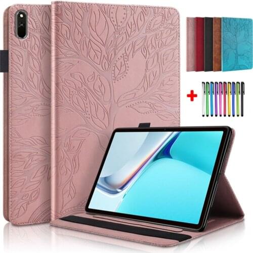 Caqa For Huawei Matepad 11 Case Embossed 3D Tree Funda For Matepad 11 Cover 2021 10.95 inch Flip PU Leather Wallet Coque + Pen