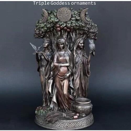 Europe Religious Goddess Statue Greek Religion Celtic Dandu Triple Goddess Sculpture Hope Honor Harvest Home Desktop Decoration