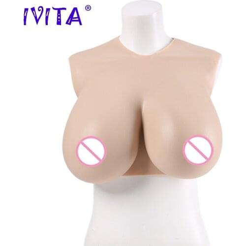 IVITA Artificial Silicone Breasts Huge Fake Boobs I Cup Enhancer for Crossdresser Transgender Drag Queen Shemale Cosplay