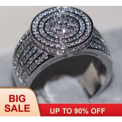 Majestic Sensation Jewelry Women men ring Pave set 240pcs AAAAA zircon cz Silver color Engagement Wedding Band Ring