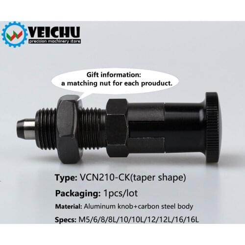 Taper Shape Self-Locking Spring Pins Black Aluminum Knob Indexing Plungers Carbon Steel Screw Bolts With Nut