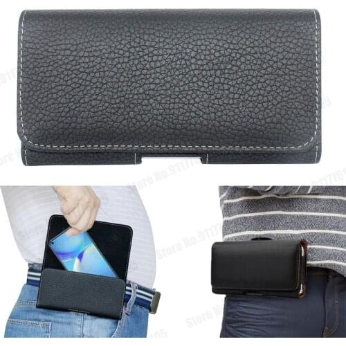 Leather Phone Pouch for Samsung Quantum 2 A82 S21 S20 Plus Waist Flip Case For Galaxy A72 A52 F62 Note 20 Belt Clip Holster Case