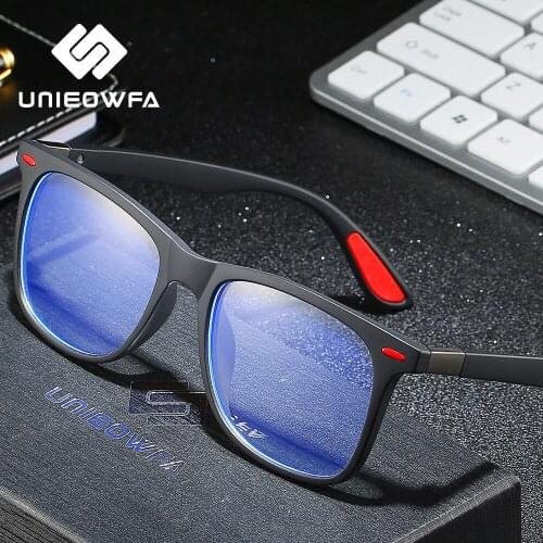 Square Retro Gaming Computer Glasses Men Frame Optical Prescription Eyeglasses Frame Myopia Anti Blue Light Eyewear Frame Clear