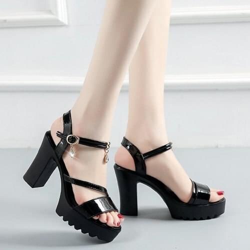 Summer 2021 Fashion Women Sandals New Fish Mouth Platform High Heels Sandals Buckle Strap Square Root Women Outdoor Sexy Sandals