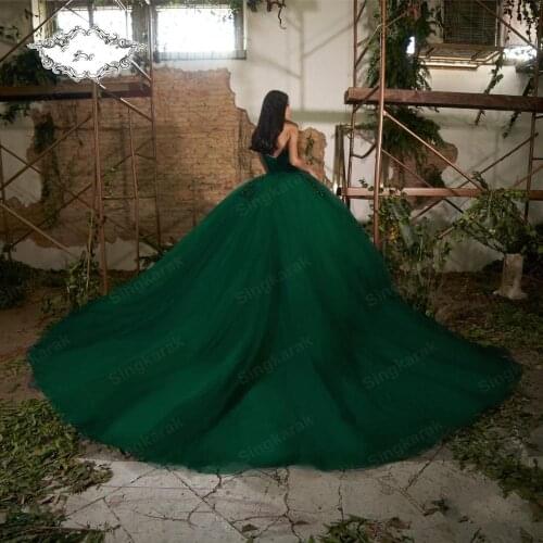 Sweet 16 Dark Green Princess Quinceanera Dresses Tulle Formal Pageant Ball Gown For Girls 15 Years Vestidos De Anos robe