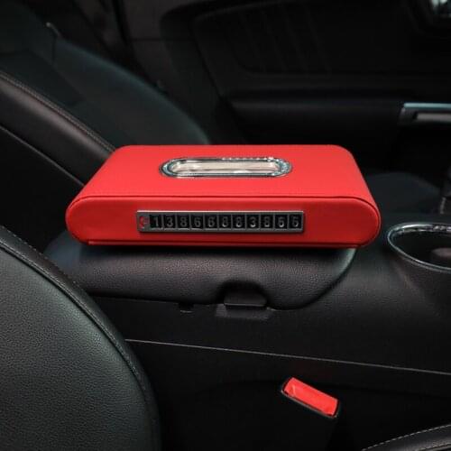 TAJIAN Automotive Interior Products Modification Multi-Function Car Tissue Box Refit Towel Storage Case For Ford Mustang 15-20