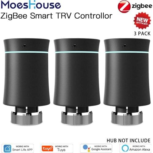 MoesHouse ZigBee 3.0 Tuya TRV New Radiator Actuator Valve Smart Programmable Thermostat Temperature Heater Alexa Voice Control