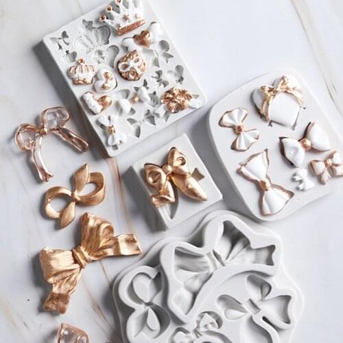 Multi Bowknot Crown Silicone Cake Mold DIY Fondant Chocolate Jelly Candy Clay Mould Baking Cake Decorating Tool Kitchen Supplies
