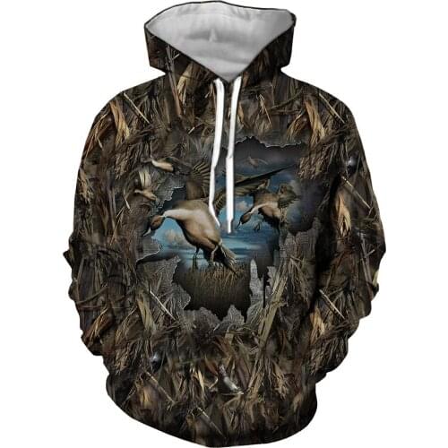 Jungle Hunting Wild Duck Animal 3D Printing Mens Hoodie Fashion Long Sleeve Hooded Sweatshirts Streetwear Funny Unisex Pullover