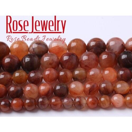 Natural Red Moss Agates Beads Round Loose Spacer For Jewelry Making Stone Beads DIY Charm Bracelet Accessories 4 6 8 10 12MM 15"