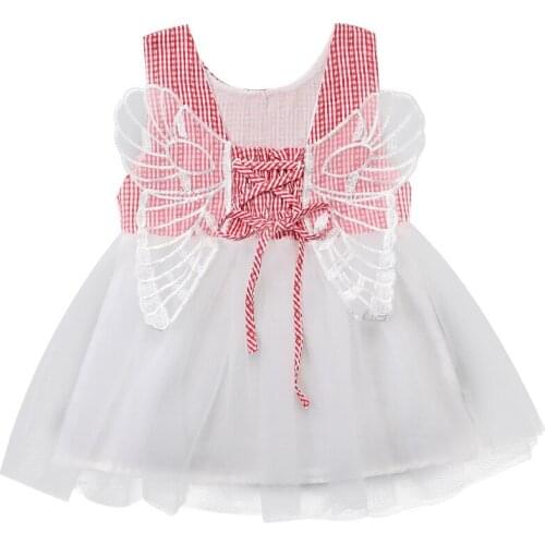 Summer New Childrens Clothing Infants and Young Children Dress Angel Wings Princess Dress Lattice Veil kids dresses for girls