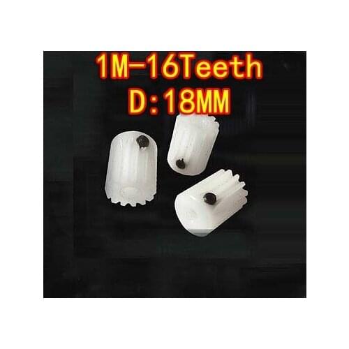 1M-16T plastic POM nylon with convex spur gear transmission DIY model-Hole D:5MM long:22MM