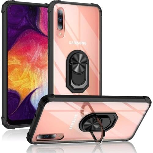 Transparent Shockproof Case Magnetic Ring Car Kickstand for Samsung Galaxy A10 M10 A20 A30 A40 A30S A50 A70 A10E A20E A10S A20S