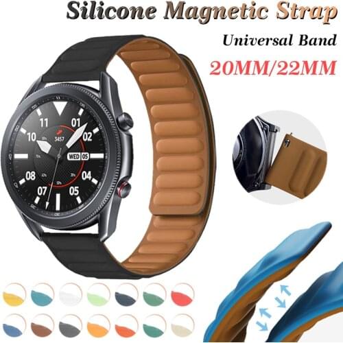 20mm 22mm Silicone Magnetic Strap for Samsung Galaxy Watch Band 42mm 46mm Galaxy Watch 3 45mm 41mm for Amazfit Bip GTR Strap