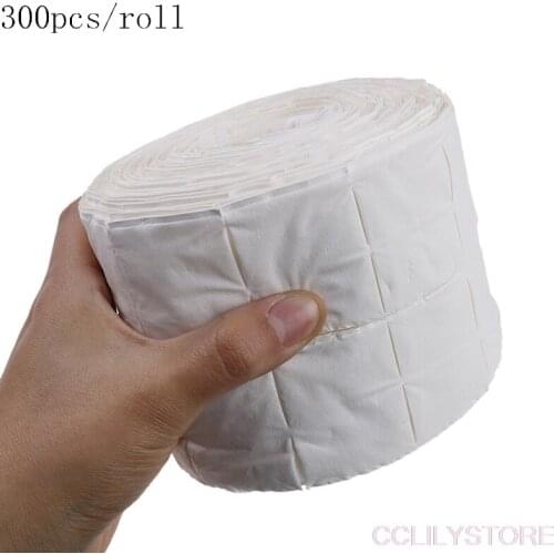 Nail Wipe Pad White Nail Polish Gel Remover Wipes Nail Art Tips Manicure Cleaning Wipes Cotton Lint Pads Paper 300pcs/roll
