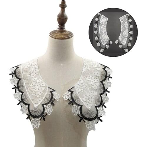 Detachable False Collar Embroidery Neck Ruff Mini Cape Polyester Covering Collar for Women Girls Elegant Style