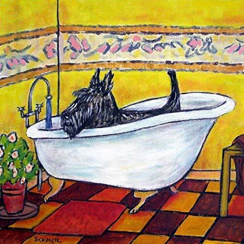 Scottish Terrier taking a bather Bather bathroom Decor dog Art City and Nature Canvas Painting Nordic Print Home Decor