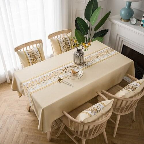 Waterproof embroidery flower decoration linen tablecloth thickened rectangular coffee table table cloth wedding table cloth
