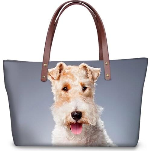 NOISYDESIGNS Cute Foxterrier Luxury Handbags Women Bags Designer High Quality Large Cross-body Tote Bag for Lady Messenger Bags