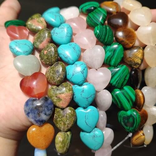 16X15X7mm Heart Shape Agates Pink Quartz Jades Beads Natural Loose Beads For Jewelry Making DIY Bracelet 7.5'' Strands